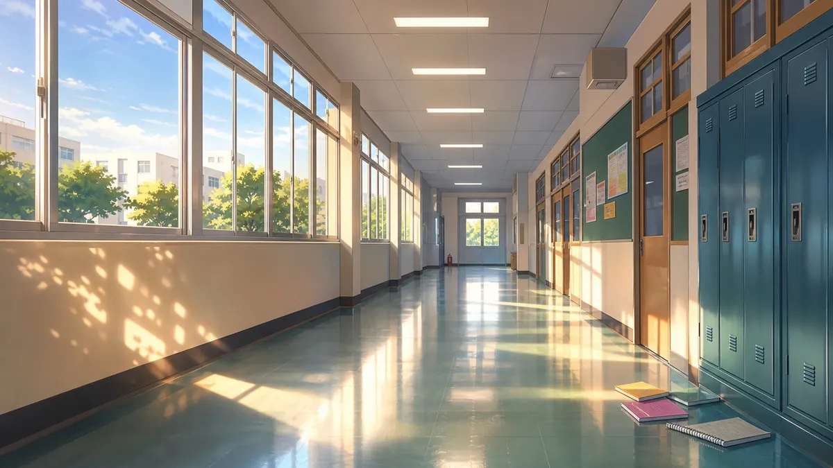 放課後の学園廊下